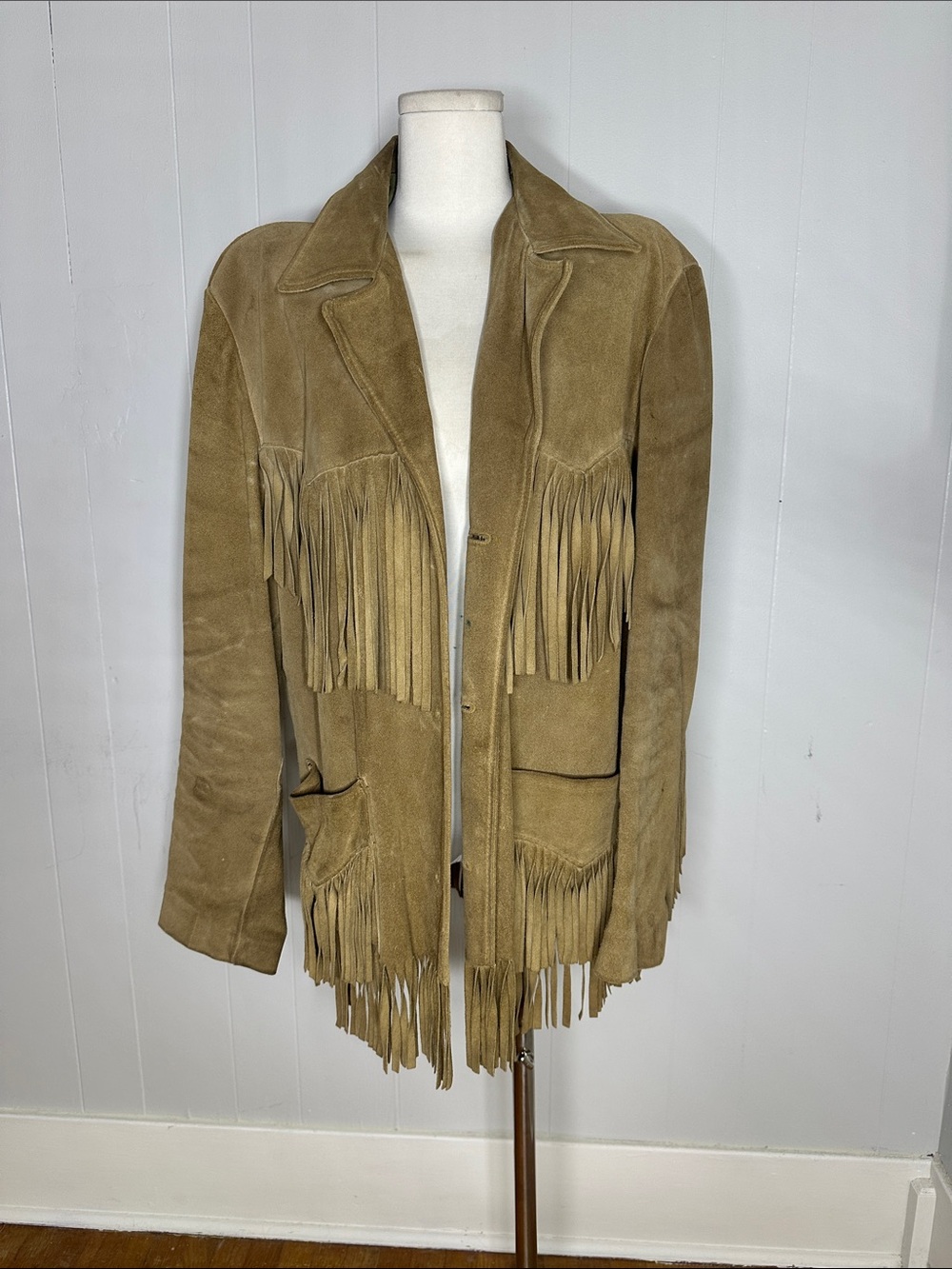 Vintage 1950s Suede Fringe Western Boho Jacket